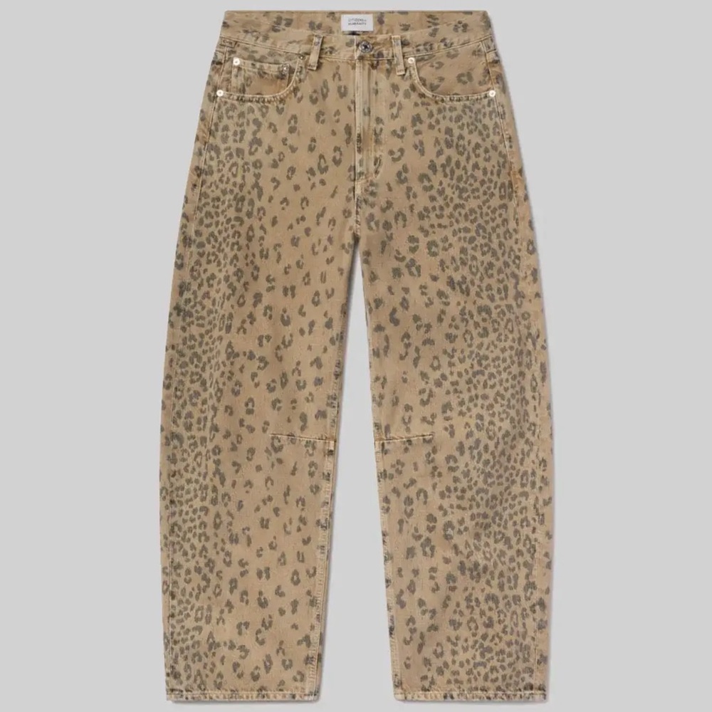Citizens Of Humanity Beige Leopard Print Wide Leg Jeans - Picture 4 of 7